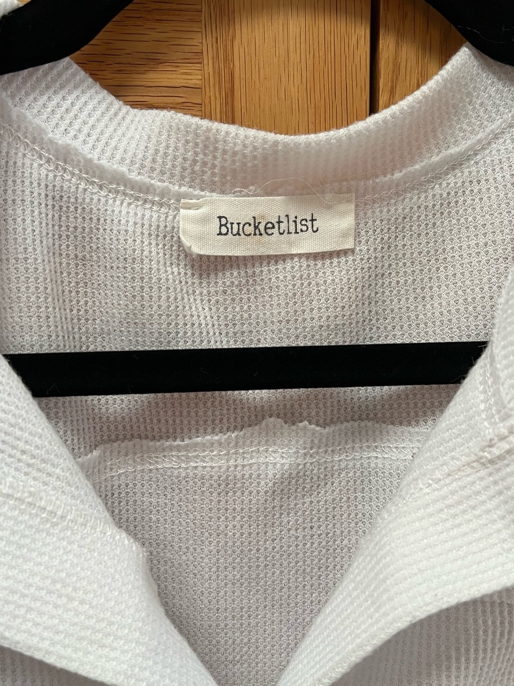 Bucketlist White Long-Sleeve Waffle Knit Pullover Top, GUC, Size S - Picture 3 of 5